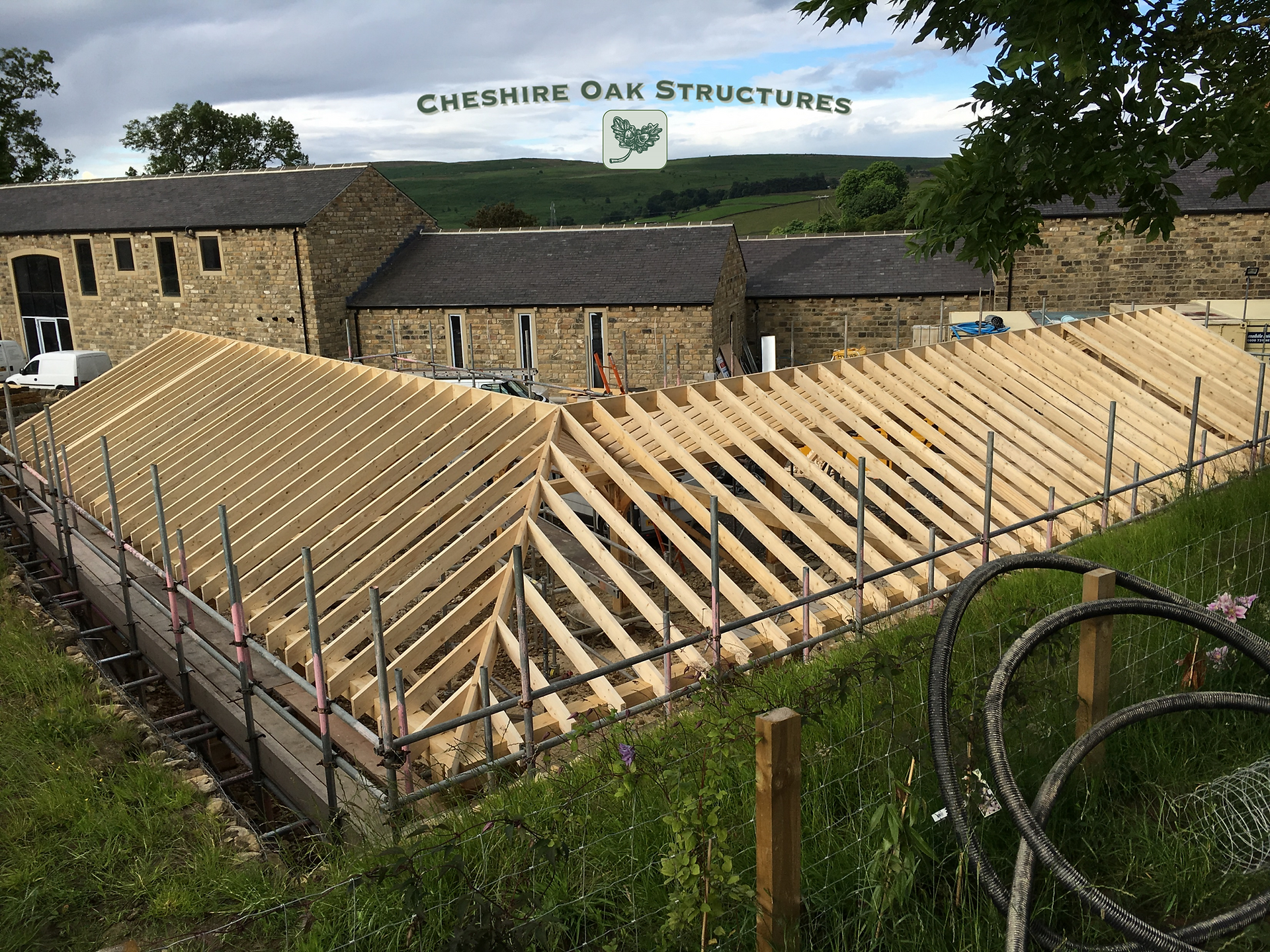 Oak frame garage rafter layout