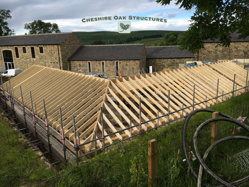 Oak frame garage rafter layout