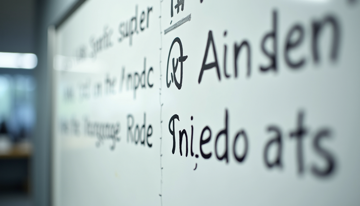 Eye-level view of a classroom whiteboard showing a lesson on syllable types and word patterns