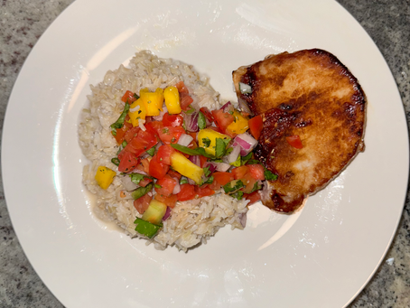 Pork Chop with Coconut Rice & Mango Salsa