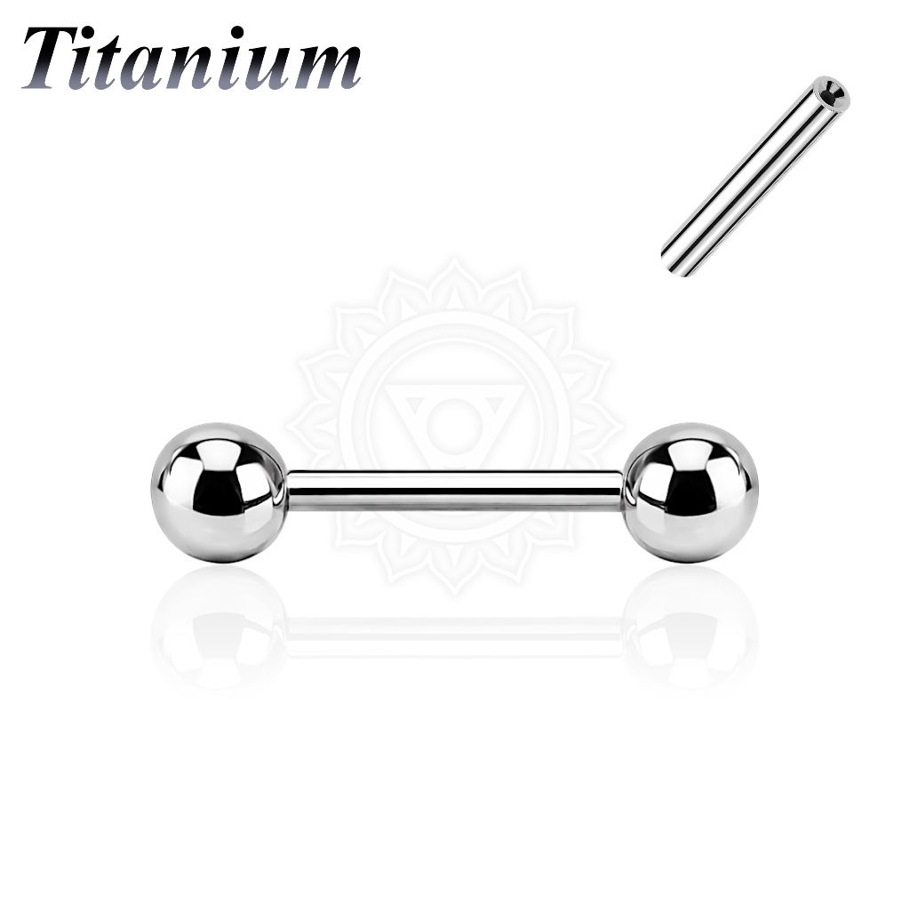 14G Titanium Threadless Straight Barbell w/Beads
