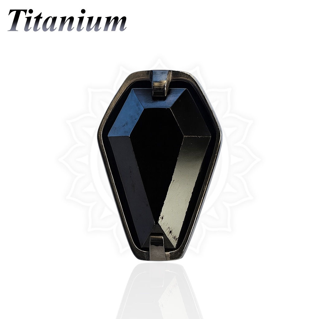 Titanium Threadless Black CZ Coffin