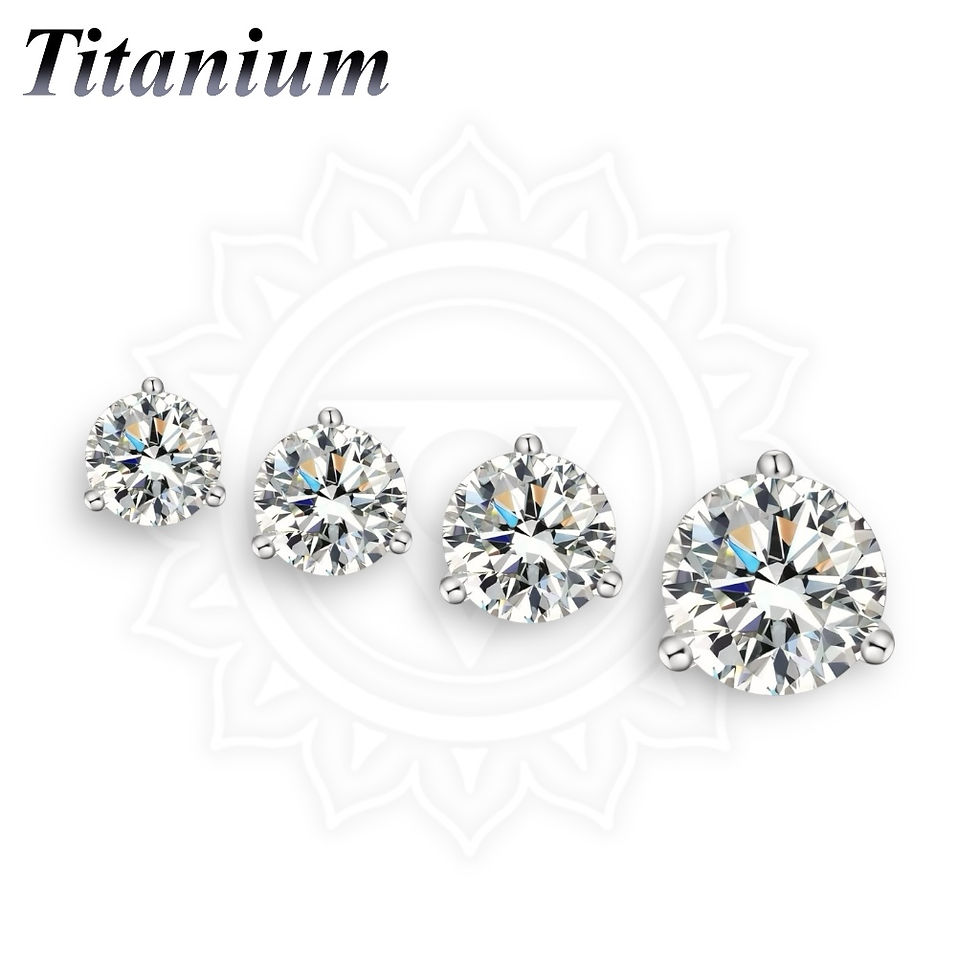 Thumbnail: Titanium Threadless 3 Prong CZ Gem