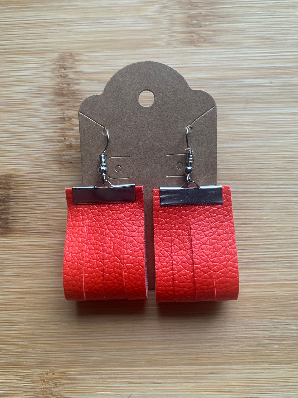 Red Leather Cut Earrings