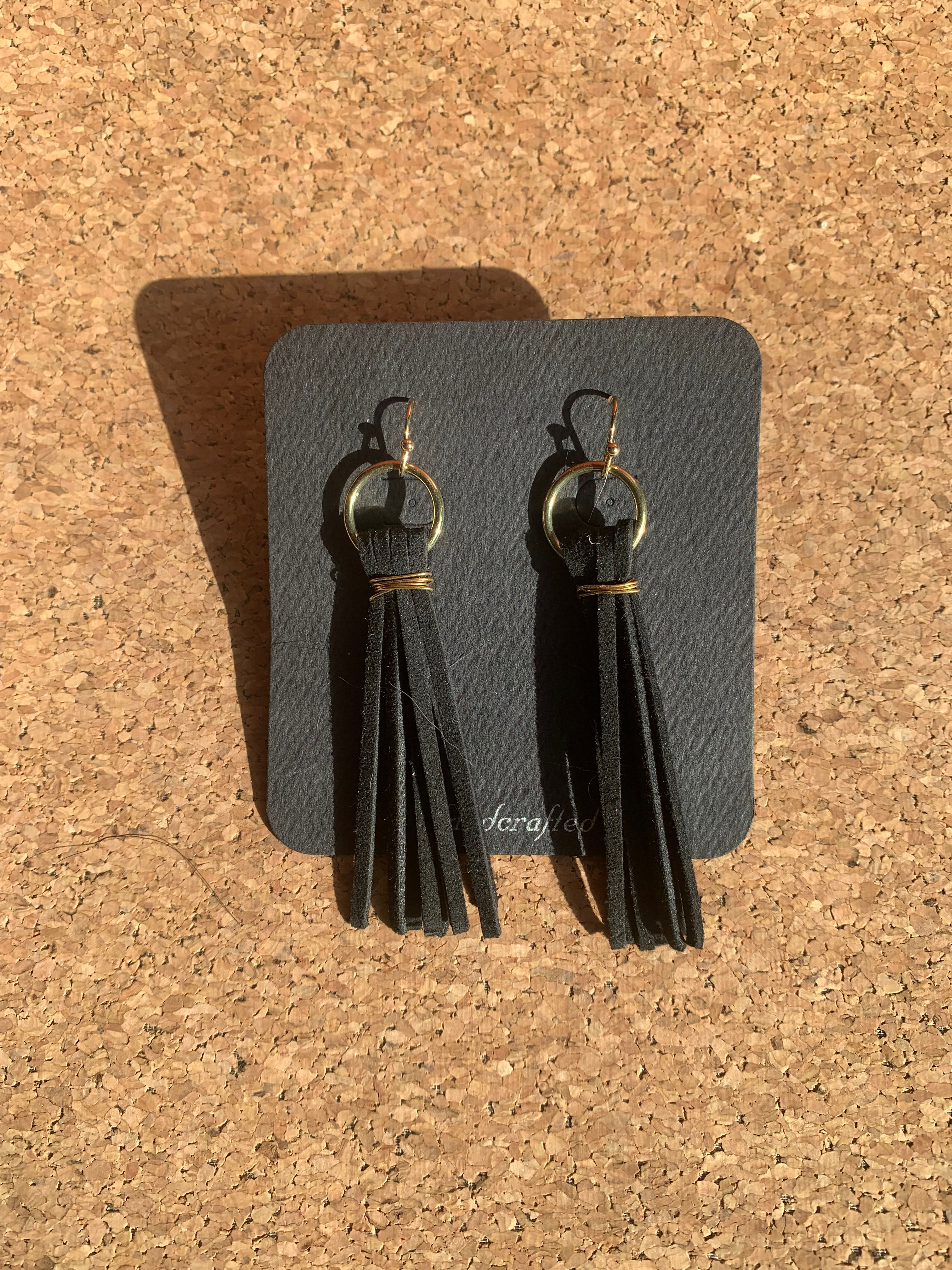 Black Leather Earrings