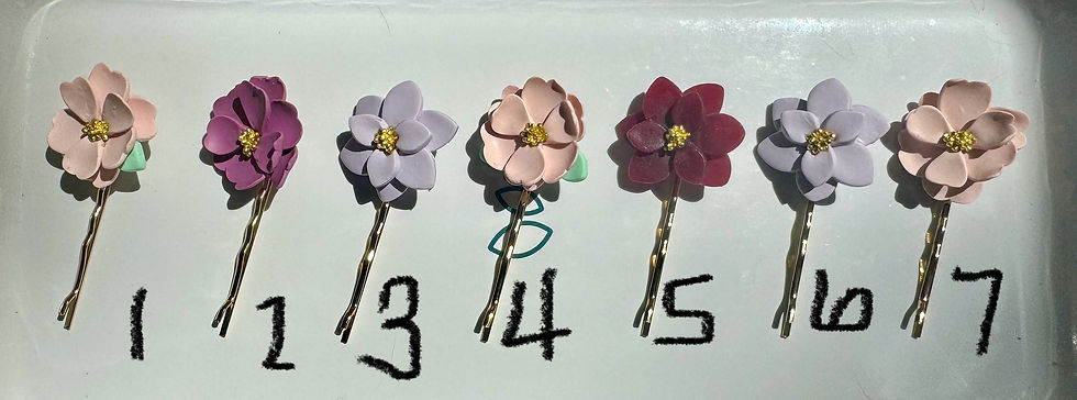 Thumbnail: Floral Hair Pins - Pinks and Purples