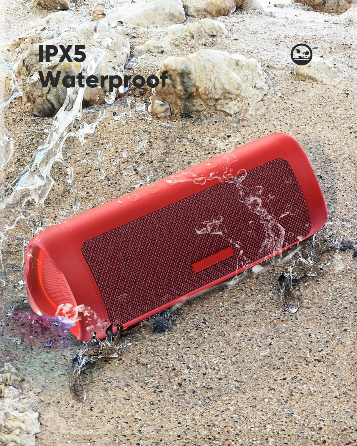 Bluetooth Speaker, IPX5 Waterproof Speaker with HD Sound, Up to 24H Playtime