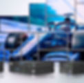 HDMI Matrix Systems displayed with a formula 1 car mosaic in the background