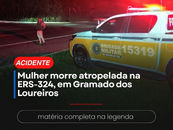 Sinistro de trânsito foi registrado no km 62 da ERS-324, no município de Gramado dos Loureiros
