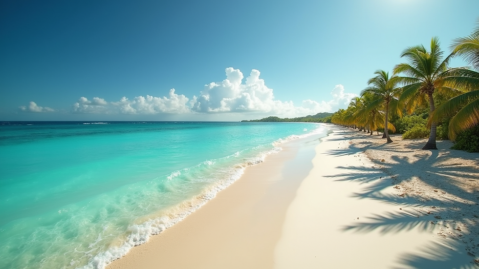 High angle view of a pristine Caribbean beach