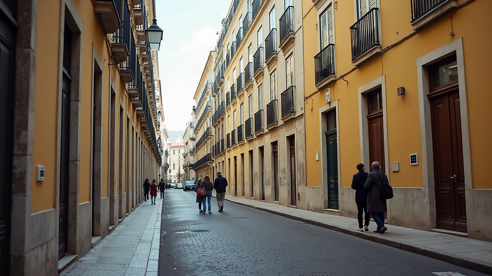 Eye-level view of the vibrant streets of Lisbon, Portugal