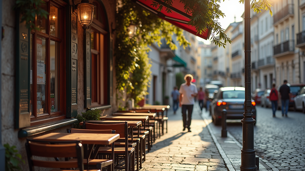 Eye-level view of a charming Lisbon café