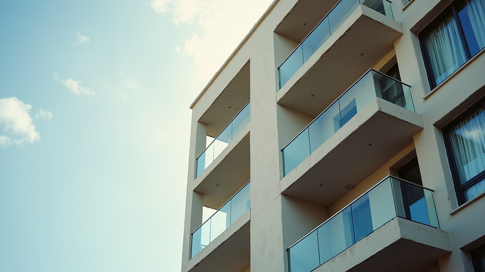 Eye-level view of a modern apartment building in Malta