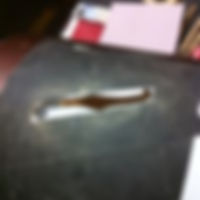 First shell "f" holes being cut