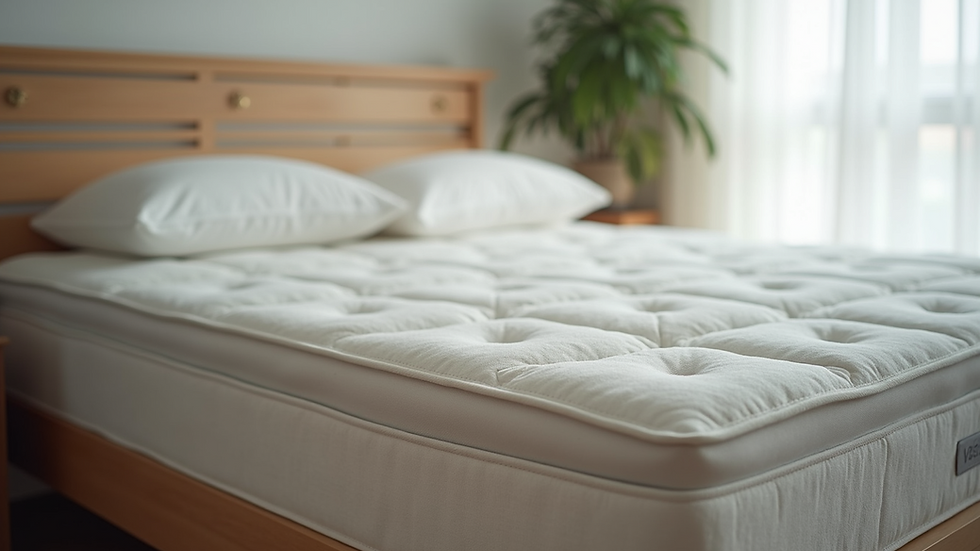 Close-up view of a luxury custom fit mattress in a serene bedroom setting