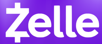 Zelle logo, purple background, landscape