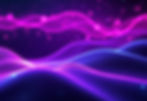 A futuristic, dark-themed digital background with glowing neon waveforms and particle ligh
