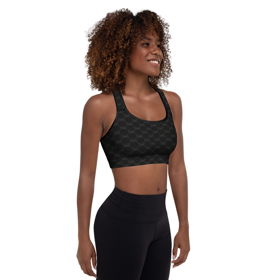 Thumbnail: "KINGDOM CONSCIOUSNESS" DARKNESS BLACK - Padded Sports Bra