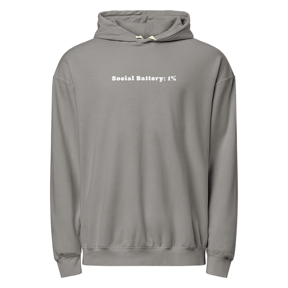 Thumbnail: Battery Low - wh - Unisex garment-dyed lightweight hoodie