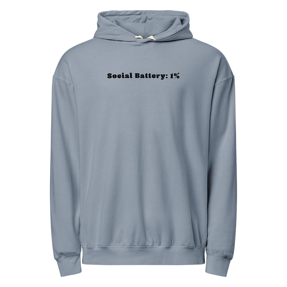 Thumbnail: Battery Low - bk - Unisex garment-dyed lightweight hoodie