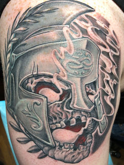 Grecian warrior skeleton head