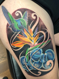 hummingbird with flowers