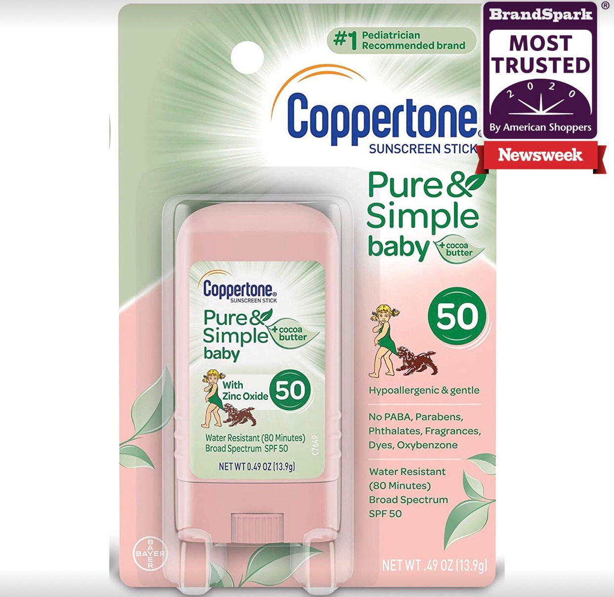 Coppertone Pure & Simple Baby SPF 50 Sunscreen Stick