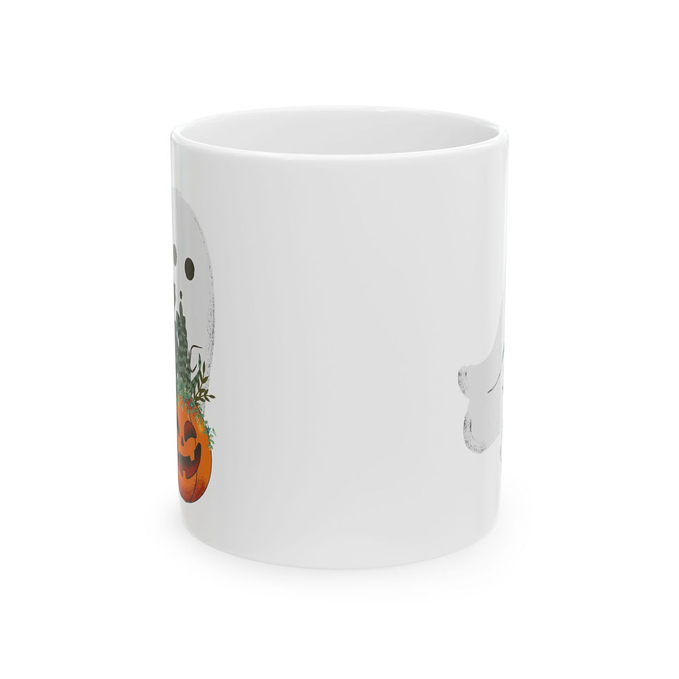 Thumbnail: Cute Ghost and Plants Ceramic Mug, (11oz, 15oz)