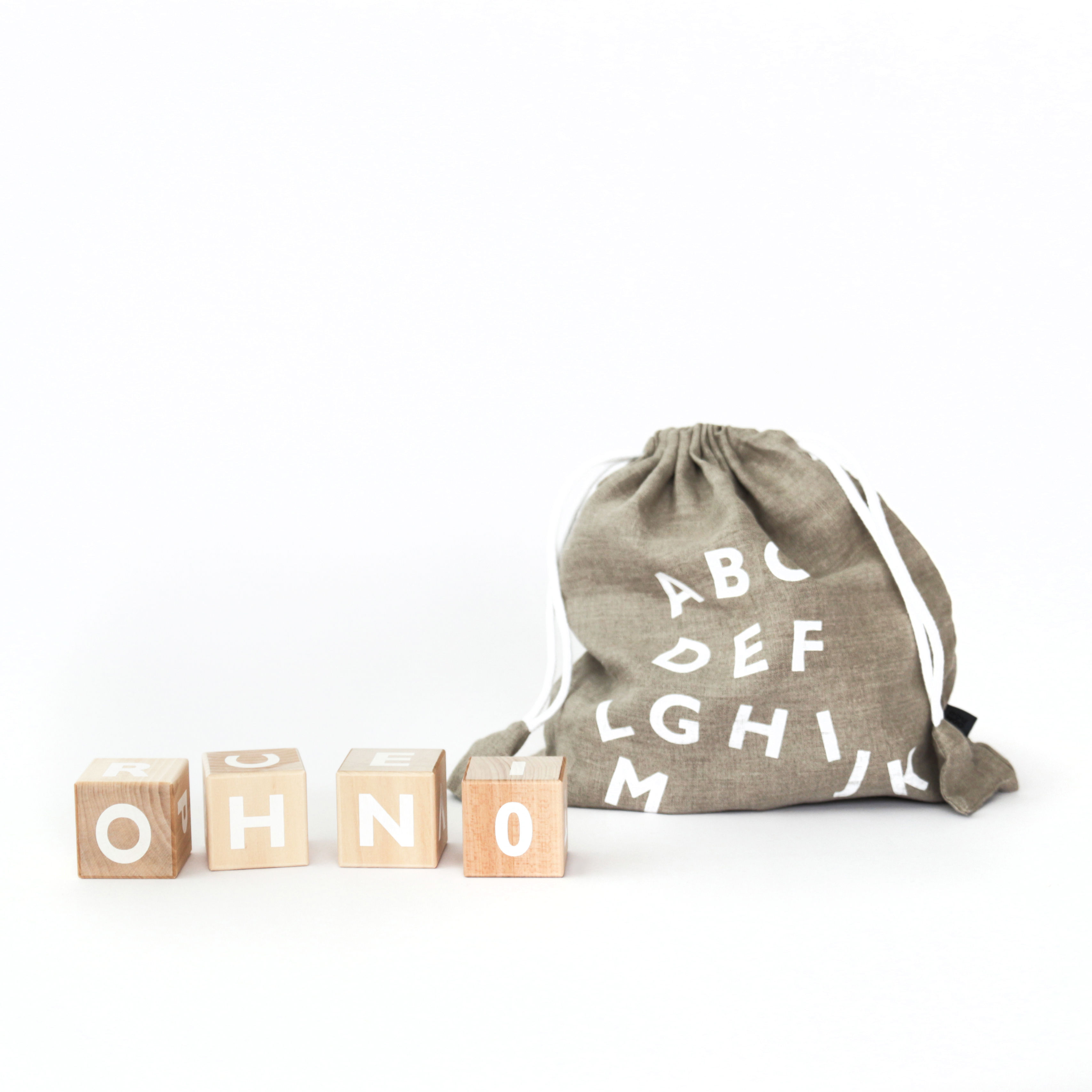 Wooden Alphabet Blocks White, Ooh noo