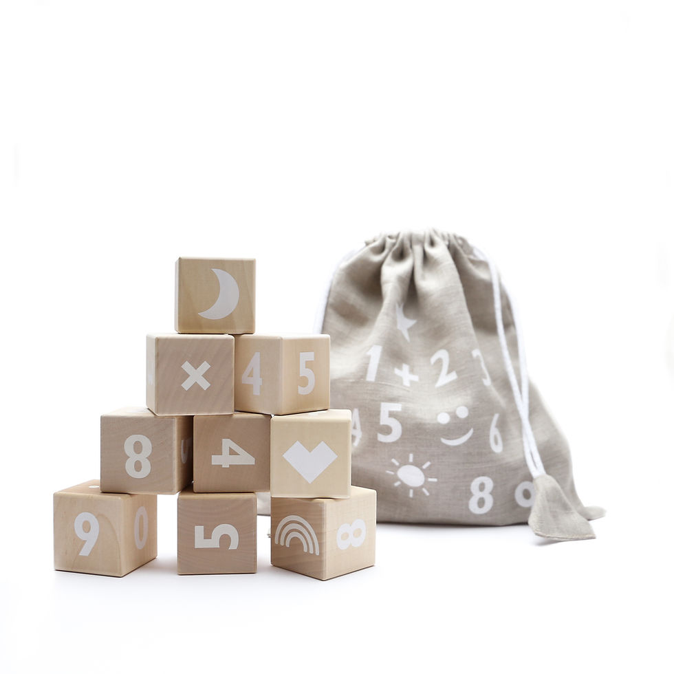 Wooden Maths Blocks White, Ooh noo