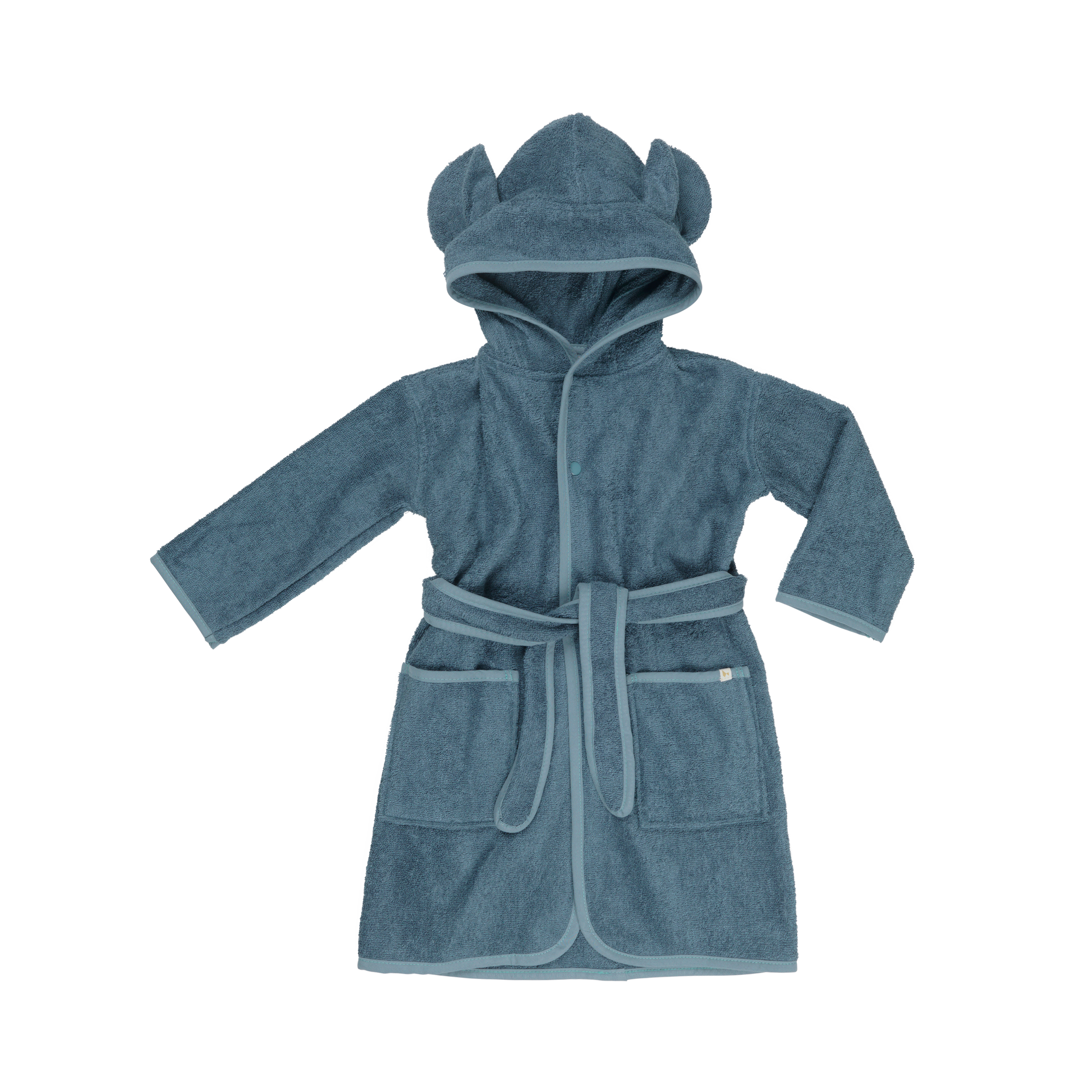 Organic Cotton Bathrobe Junior Bear Blue, Fabelab