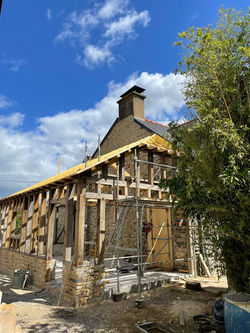 Extension colombage et charpente mono pente