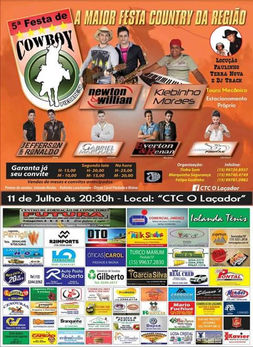 5ª Festa do Cowboy será neste sábado 11 de Julho as 20:30... Imperdível