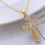 Thumbnail: 1pc Simple Micro-Inlaid Cubic Zirconia Cross Pendant Necklace For Men And Women