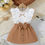 Miniatura: Baby Girls' Cute Ruffle Trim Top & Bow Decor Skirt, Suitable For Summer