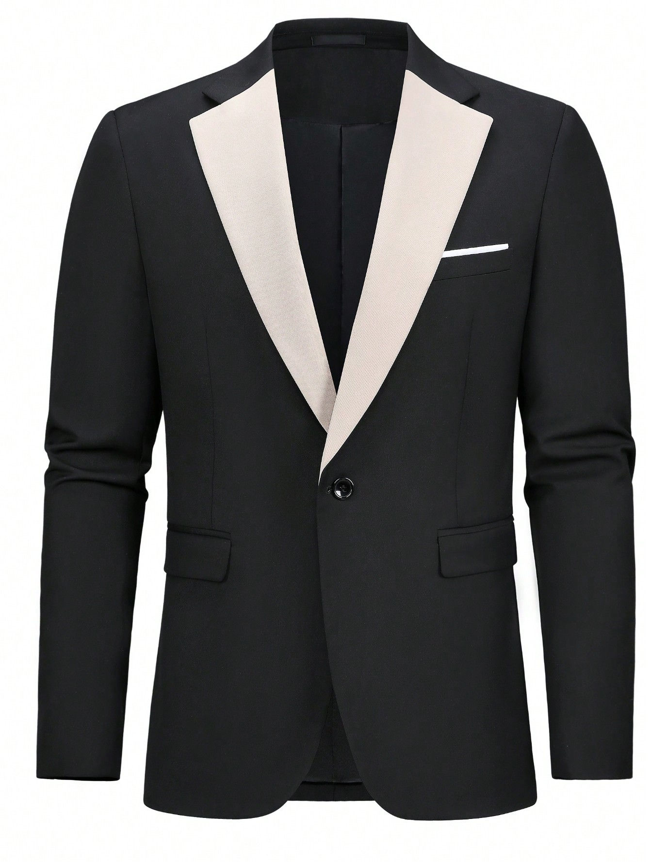 Men's Color Block Performance Suit Host Bar Coat Formal Blazer Jacket