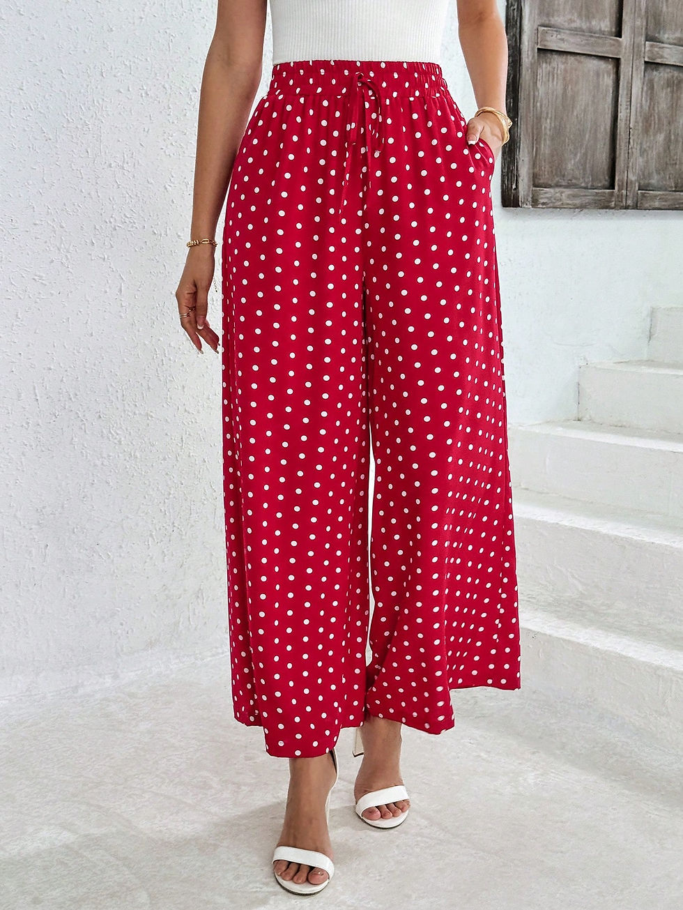 Miniatura: Clasi Allover Print Slant Pocket Wide Leg Pants