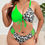 Miniatura: Swim Curve Summer Beach Plus Leopard Print Drawstring Front Bikini Swimsuit