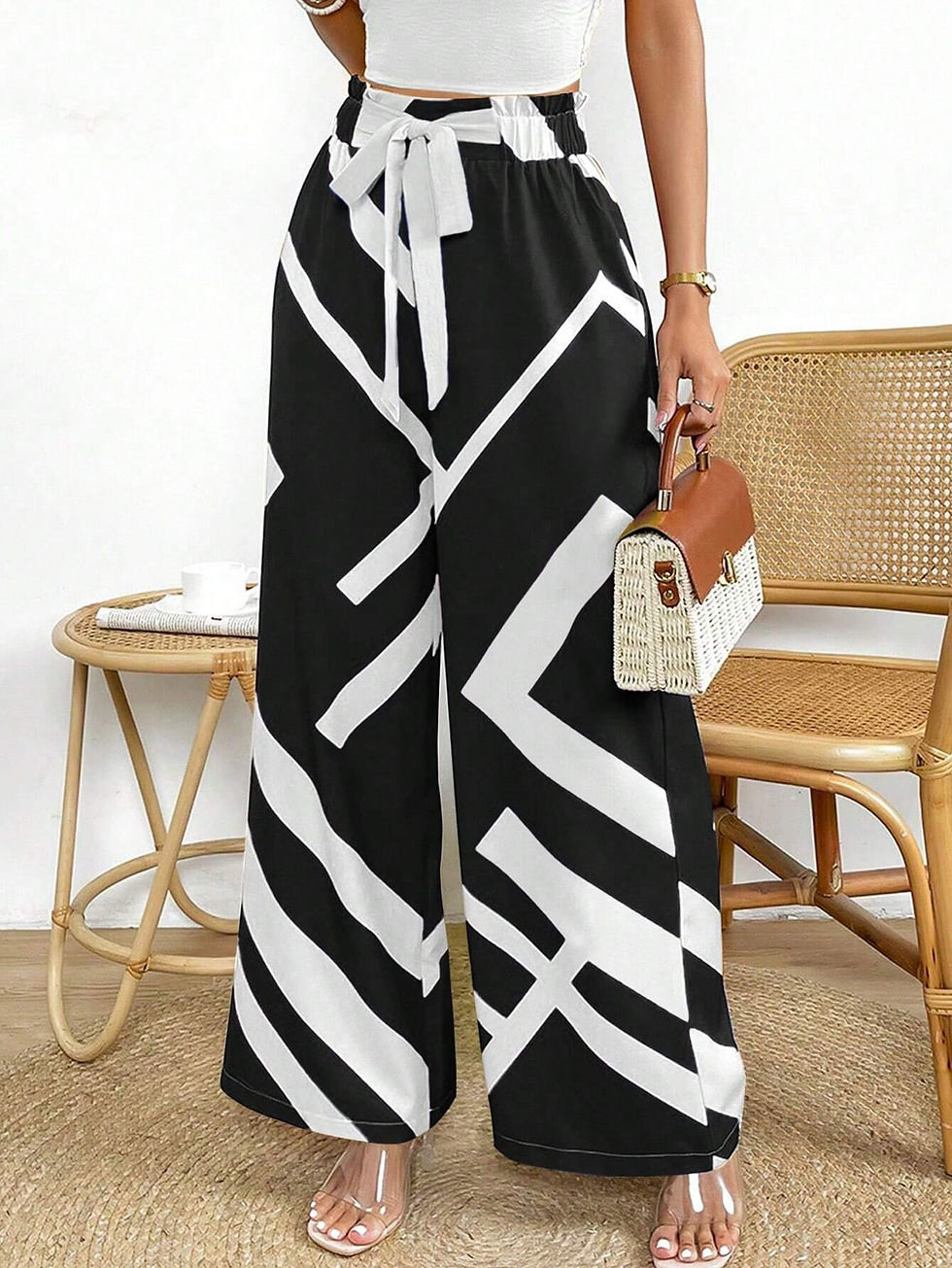 Miniatura: Privé Geo Print Belted Wide Leg Pants