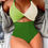 Miniatura: Swim Color Block Twist Front One-Piece Swimsuit,Summer Beach Bathing Suit