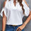 Miniatura: Clasi Solid Cold Shoulder Split Sleeve Blouse White Shirt