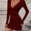 Miniatura: Clasi Women's Solid Color Deep V-Neck Slim Fit Bodycon Dress