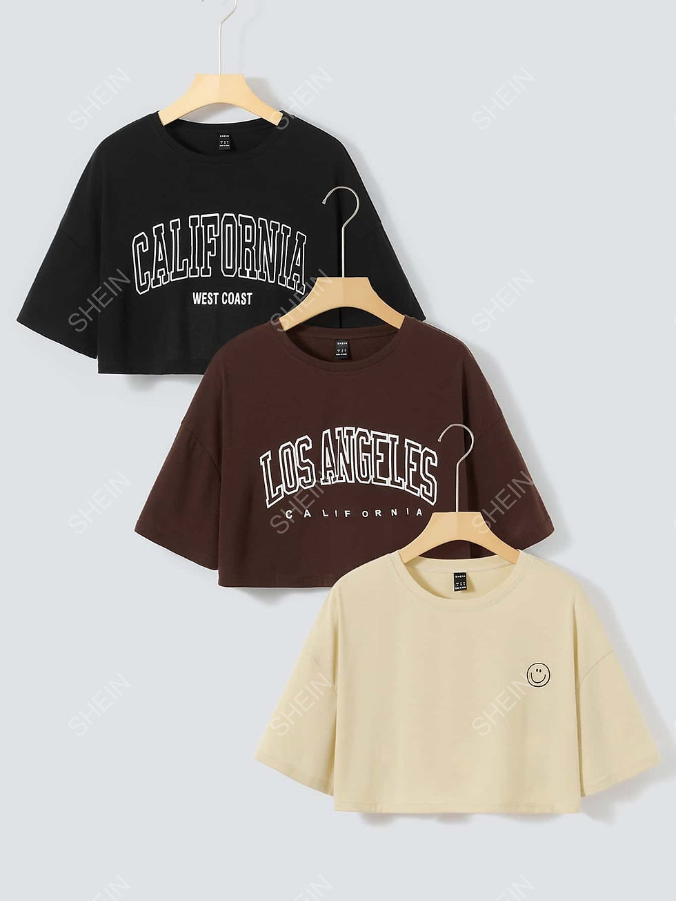 EZwear 3pcs Letter Graphic Drop Shoulder Tee