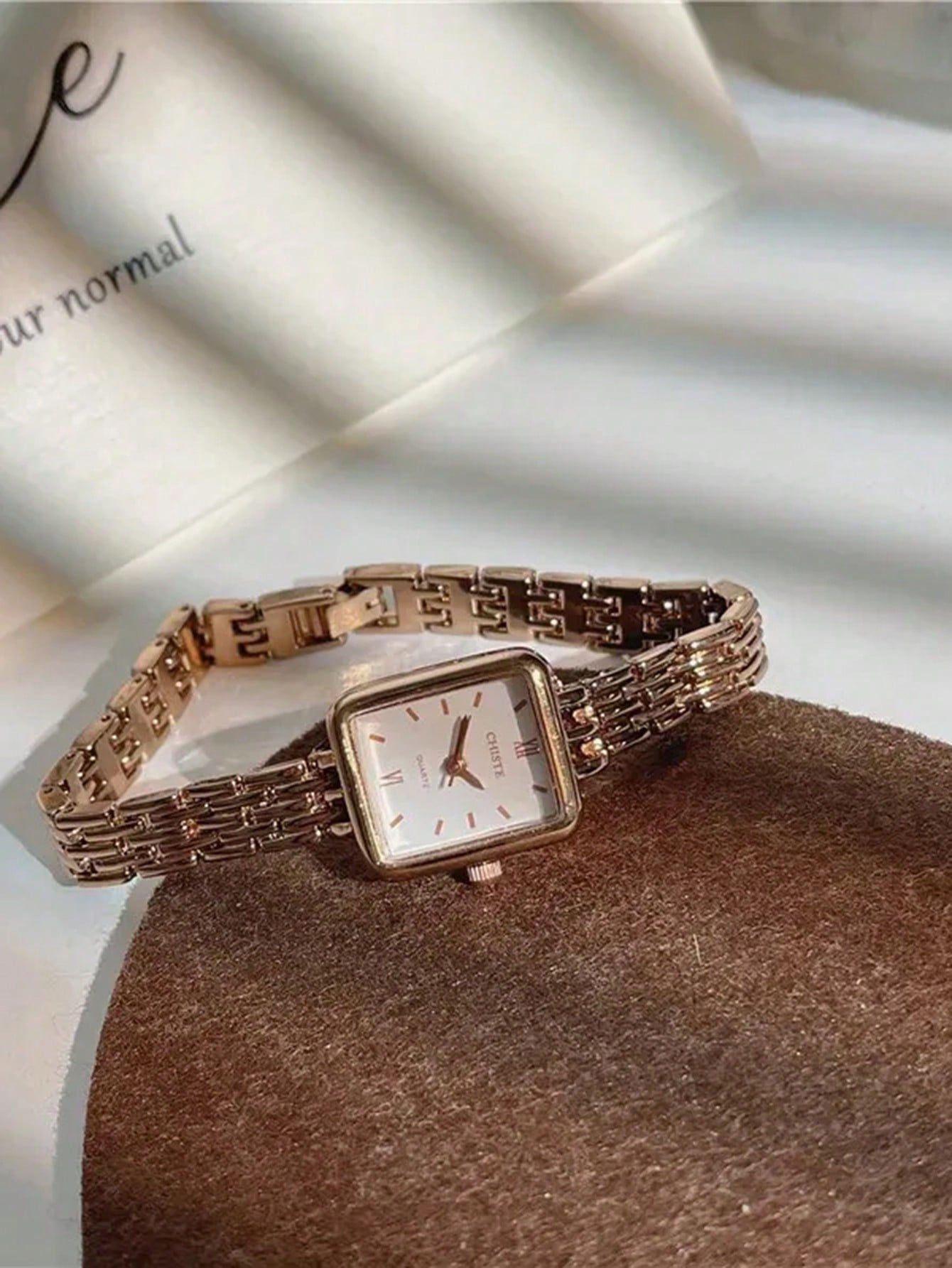 1pc Vintage Luxury Small Dial Square Bracelet Watch, Women's Coffee Brown Fashi