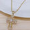 Thumbnail: 1pc Simple Micro-Inlaid Cubic Zirconia Cross Pendant Necklace For Men And Women