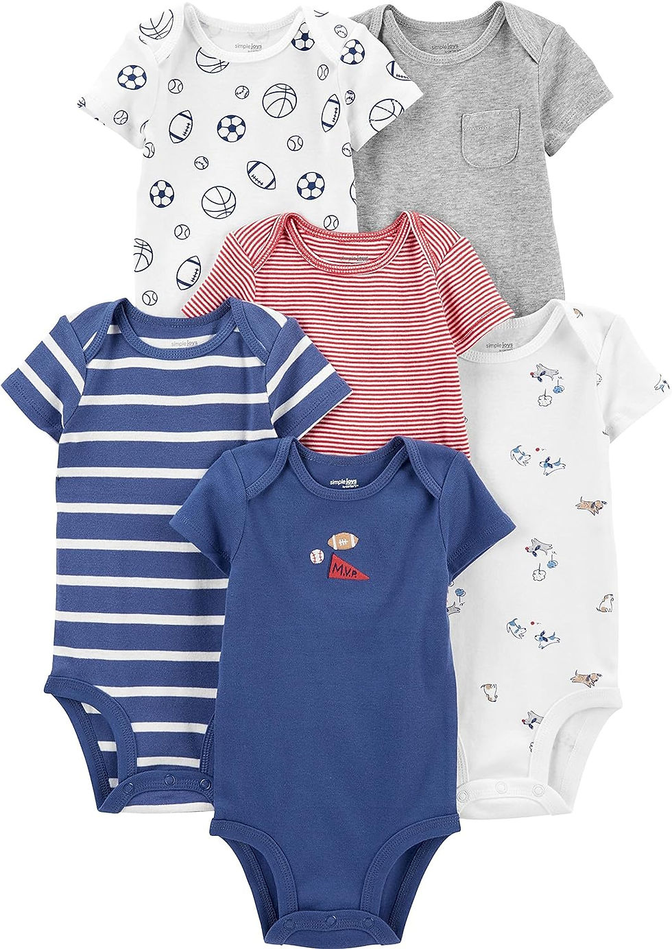 Thumbnail: Simple Joys by Carter's Boys' 6-Pack Short-Sleeve Bodysuit