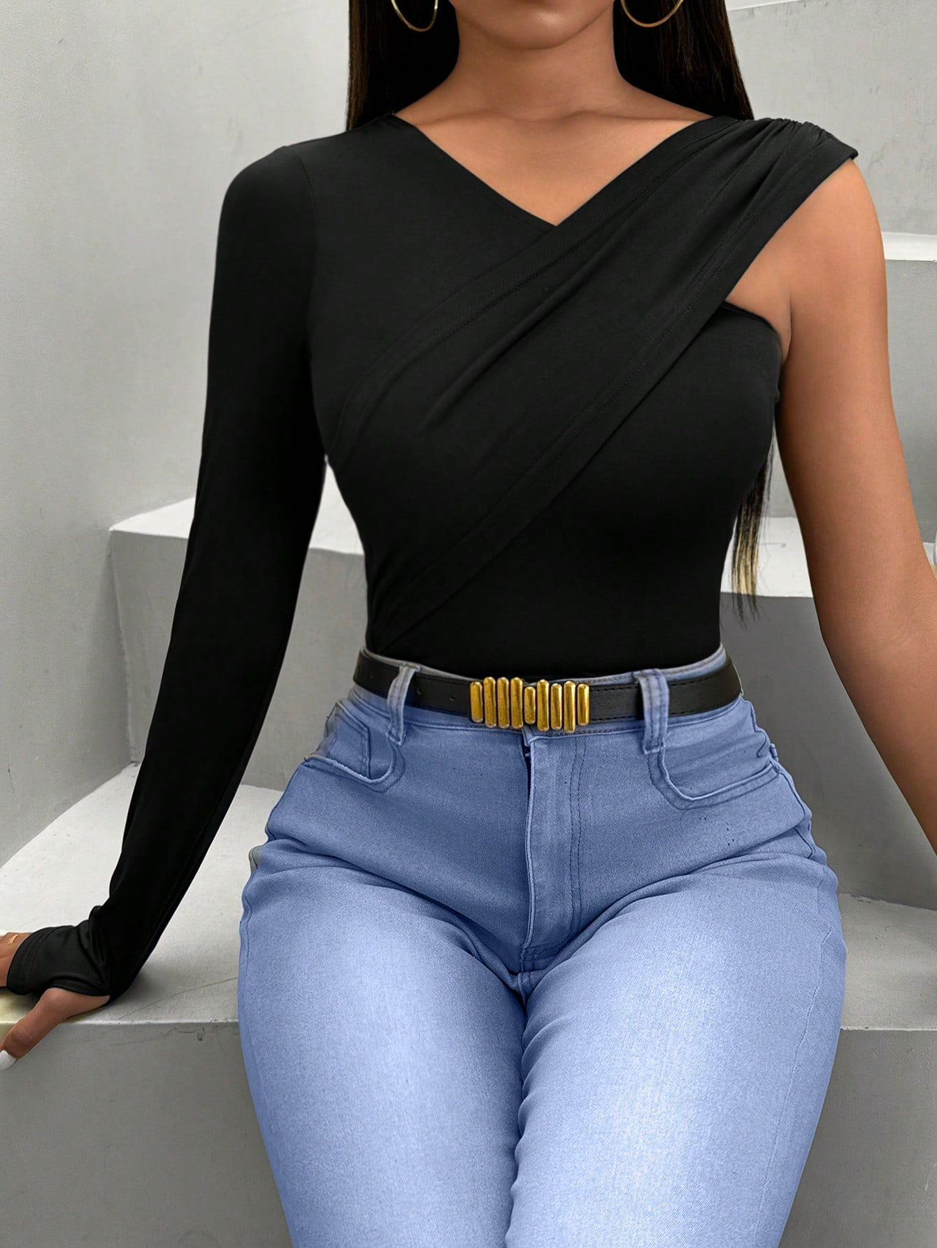 Slayr Ladies' Solid Color V-Neck Slim Fit T-Shirt