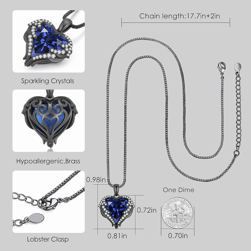 Thumbnail: CDE Angel Wings Necklaces for Women, Love Heart Silver Tone/Gold Tone Pendant w