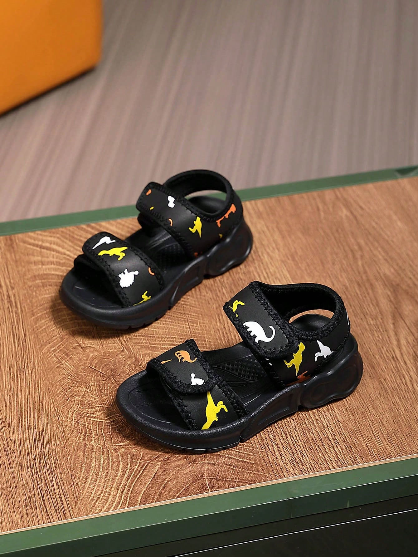 Children's Spring & Summer Dinosaur Printed Cool Color Athletic Sandals With Br