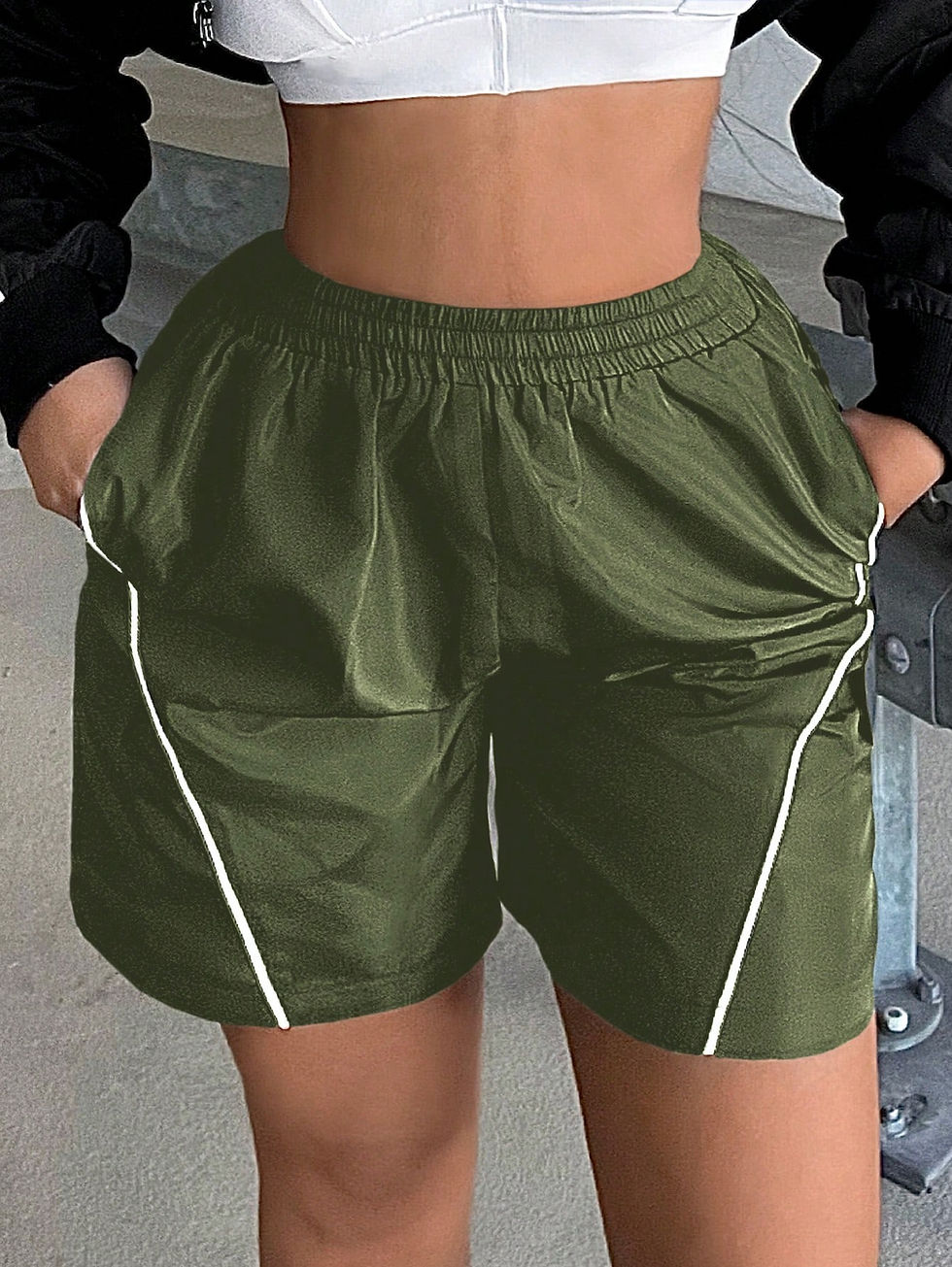SXY Women's Casual Loose Pocketed Contrast Color Sports Shorts, Summer
